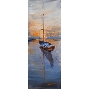 Abdul Hameed, 12 x 36 inch, Acrylic on Canvas, Seascape Painting, AC-ADHD-028
